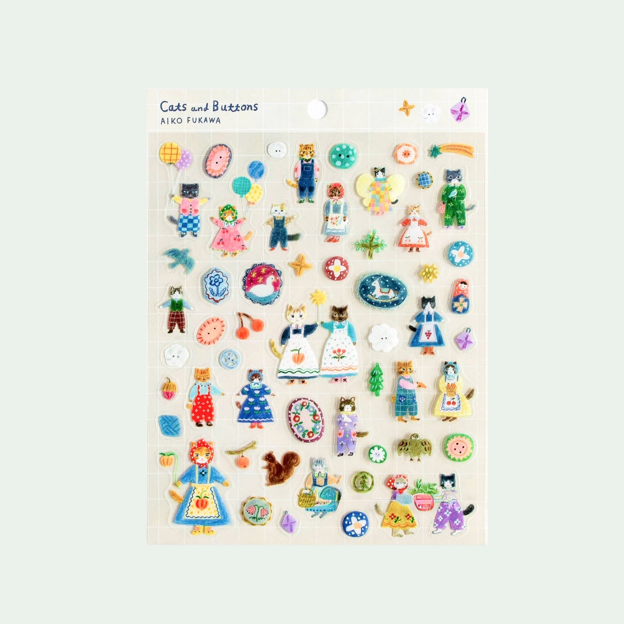 Cats and Buttons Clear Sticker Sheet
