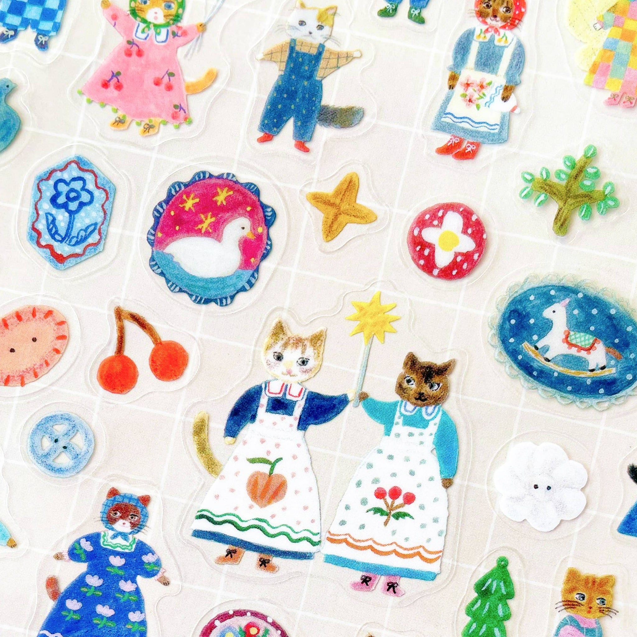 Cats and Buttons Clear Sticker Sheet