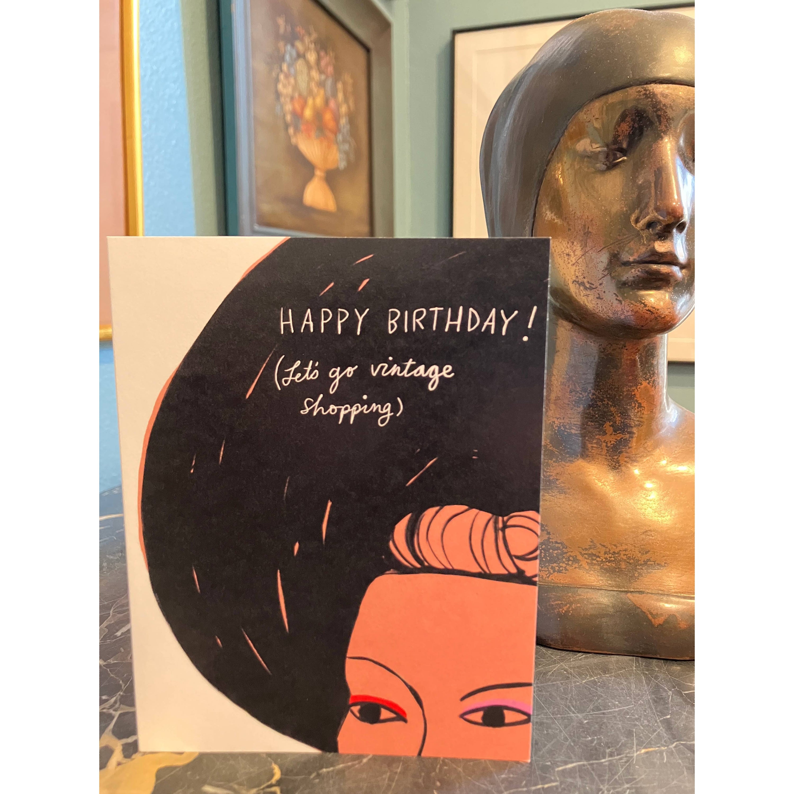 Happy Birthday Let's go Vintage Shopping Card