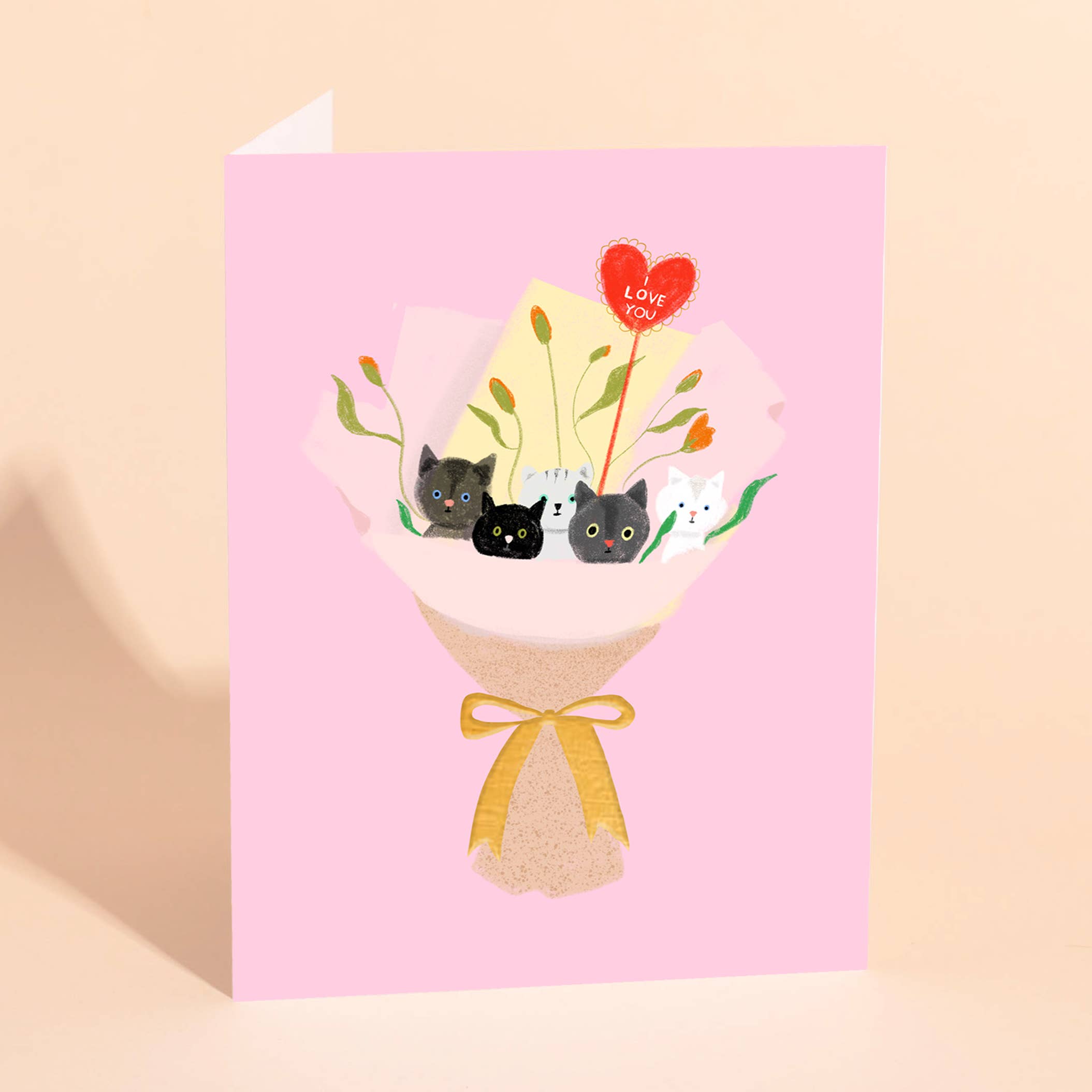 Cat Bouquet Love Card