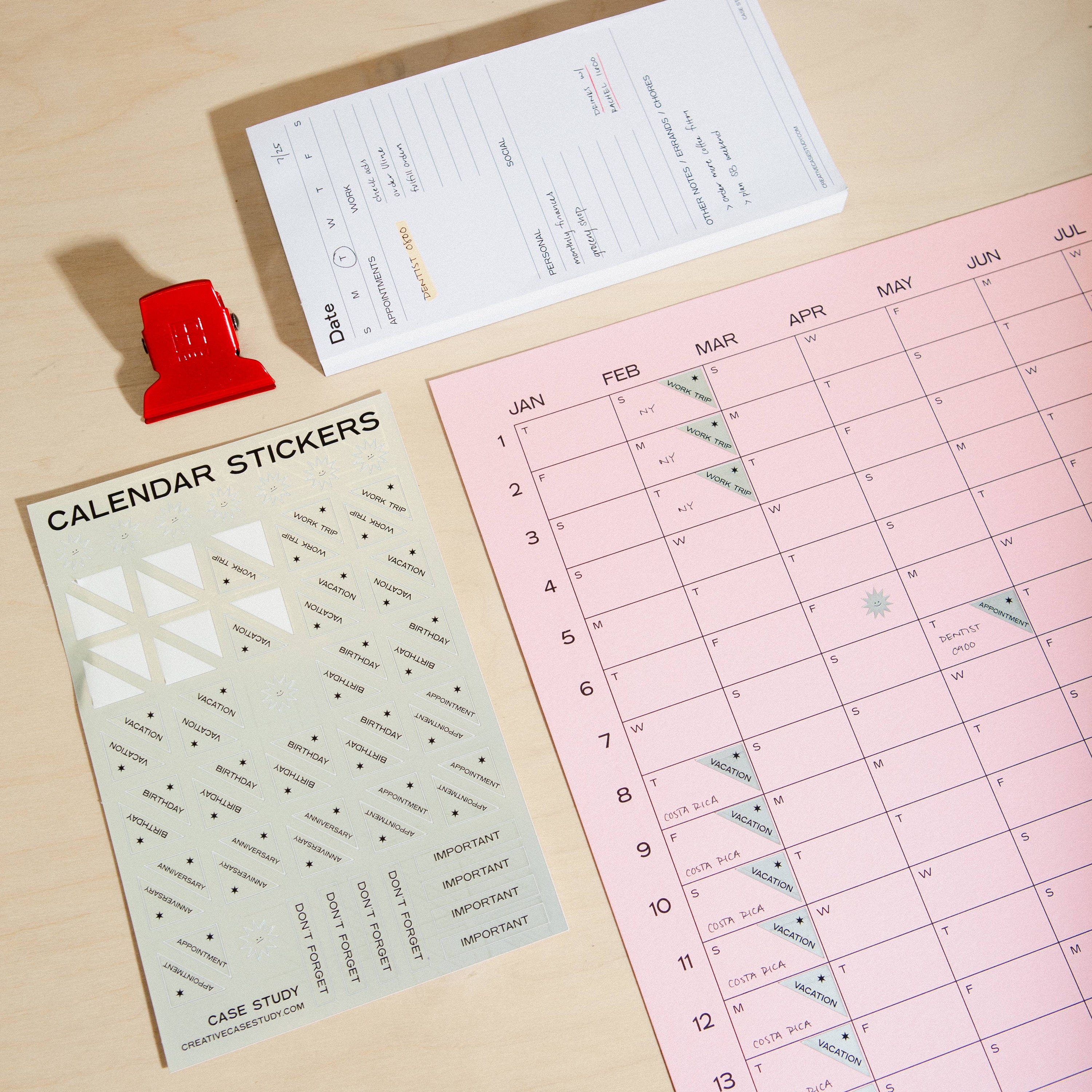 Chrome Calendar Stickers for Yearly Wall Calendar