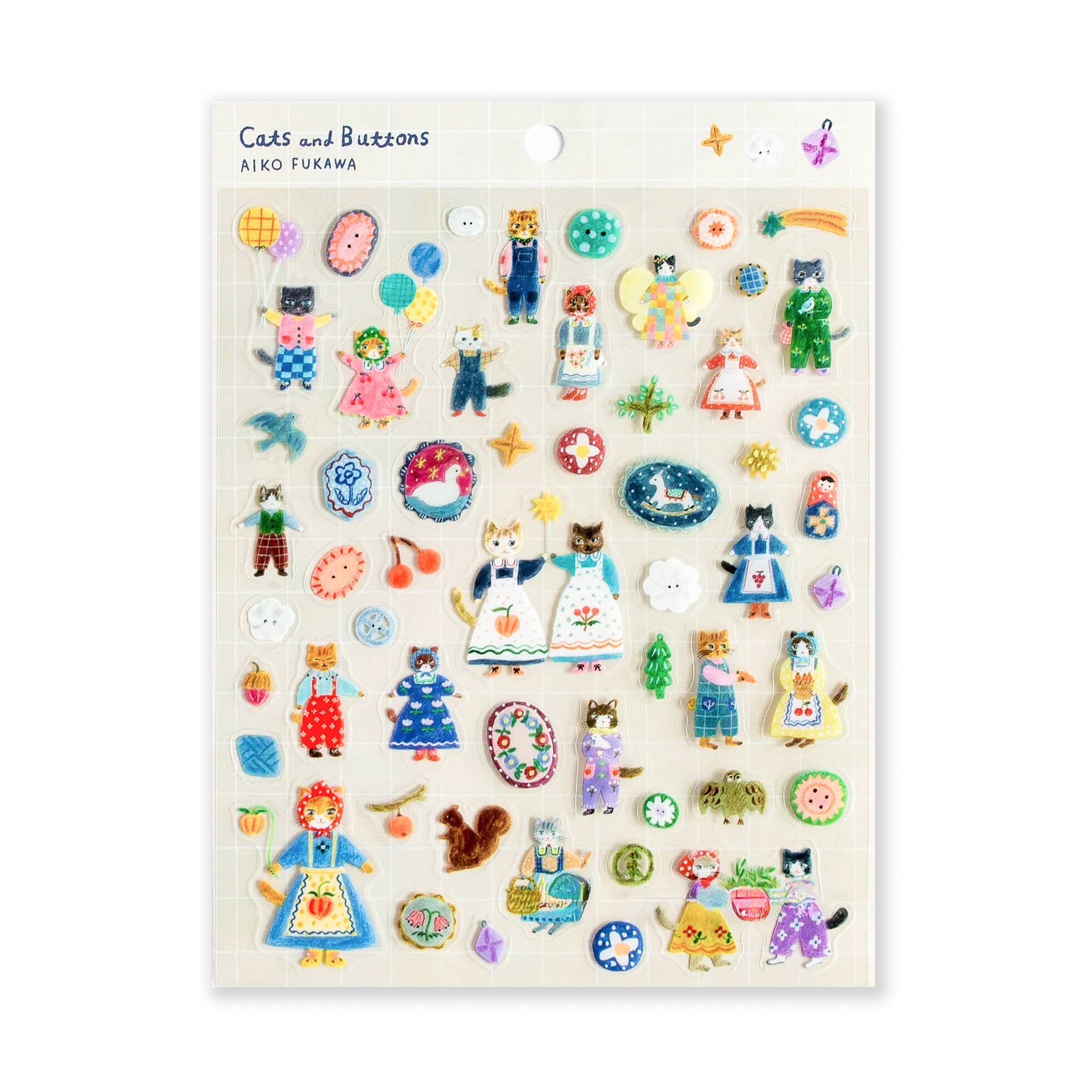 Cats and Buttons Clear Sticker Sheet