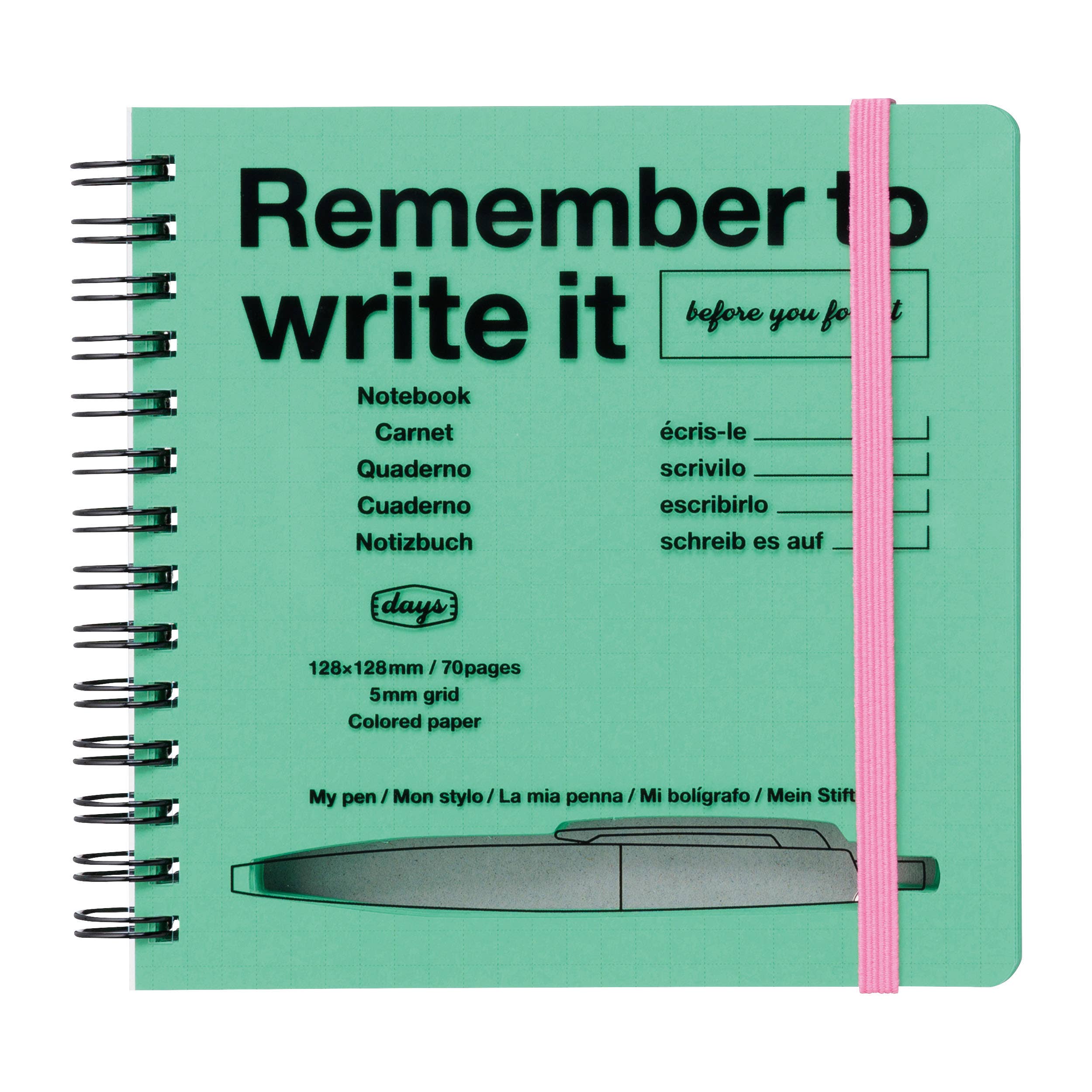 Square Grid Notebook with Pen Slot