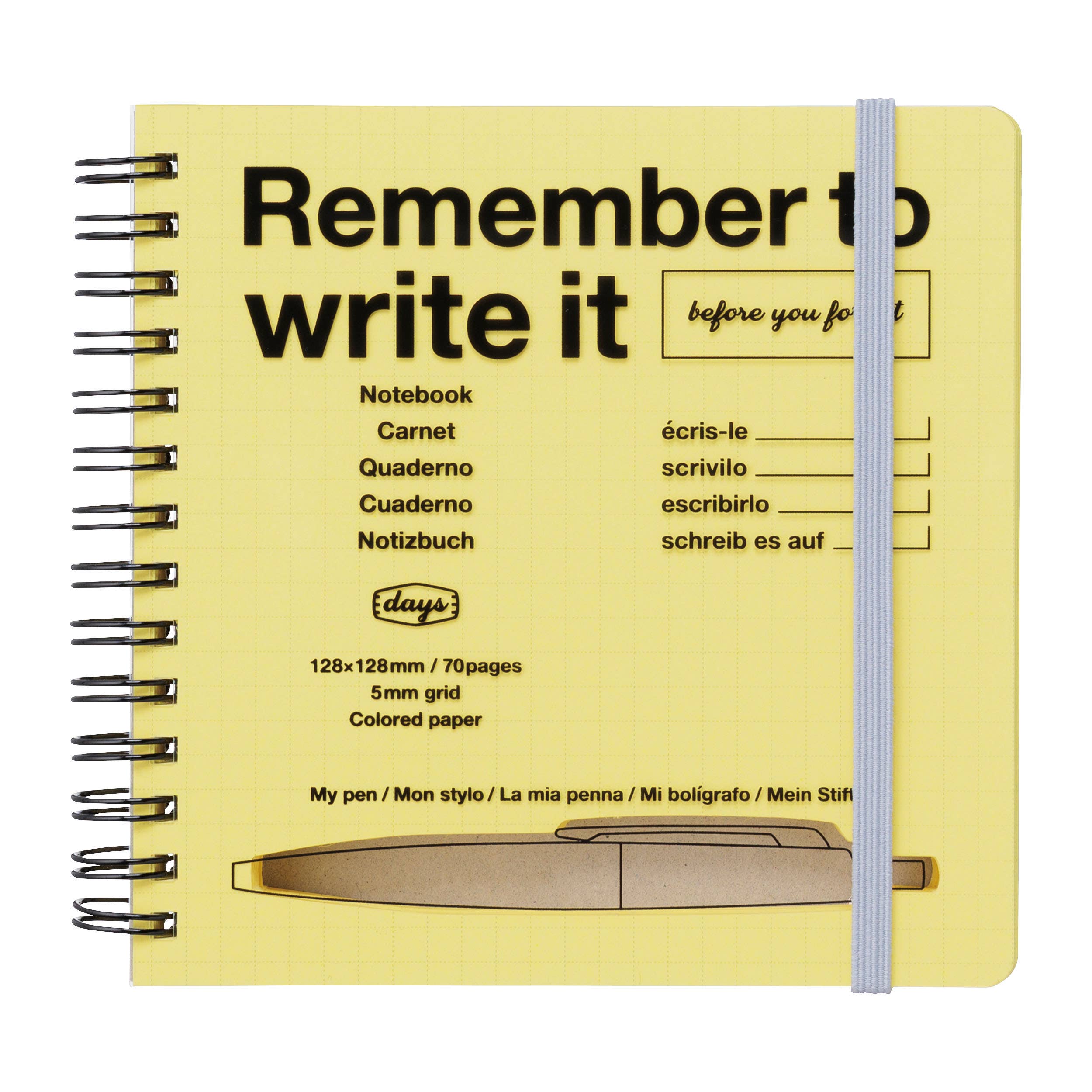 Square Grid Notebook with Pen Slot