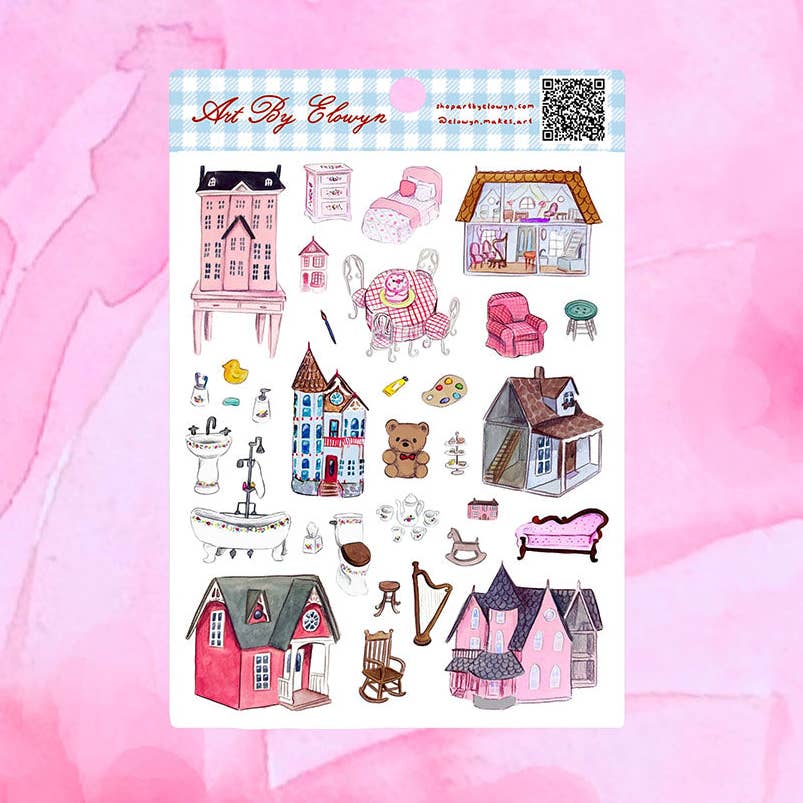 Watercolor Dollhouse Sticker Sheet